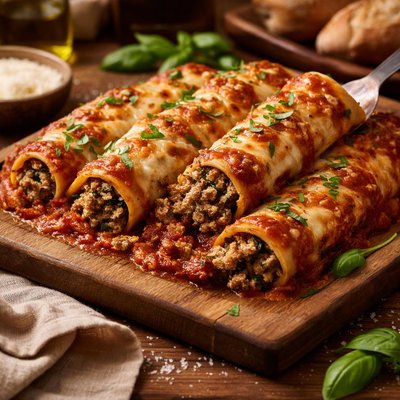 Image of Italian Style Pork and Spinach Cannelloni