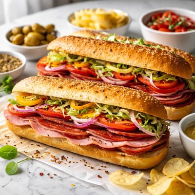 Image of Italian Subs Hoagies or Submarine Sandwiches