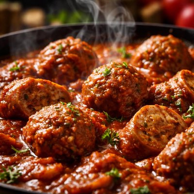 Image of Italian Tomato Sauce with Meatballs and Sausage