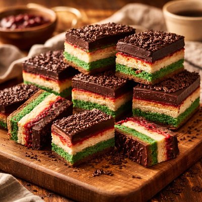 Image of Italian Tri Color Cookies Rainbow Cookies