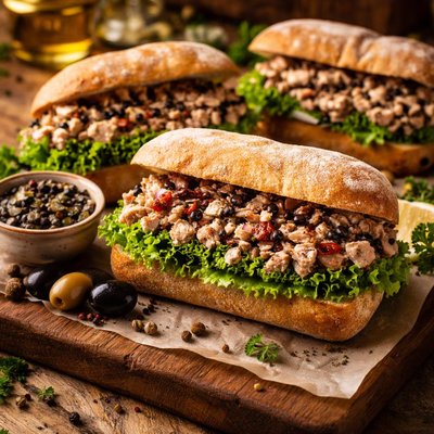 Image of Italian Tuna Salad Sandwiches W Black Olive Dressing
