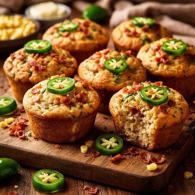Image of Jalapeno and Bacon Cornbread Muffins