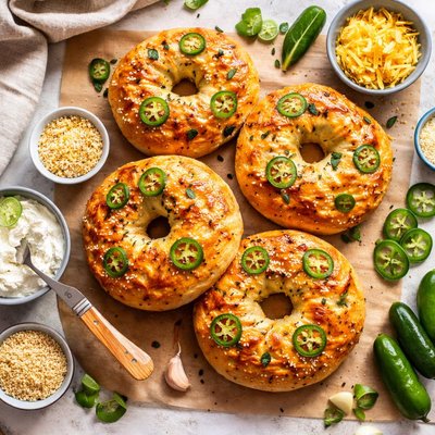 Image of Vegan Jalapeno Cheese Bagel