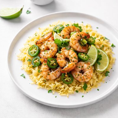 Image of Jalapeno Lime Shrimp with Yellow Rice