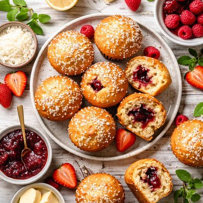 Image of Jam Coconut Filled Muffins