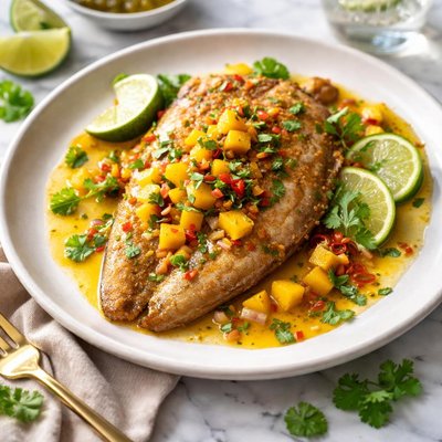 Image of Jamaican Flounder with Mango Lime Sauce