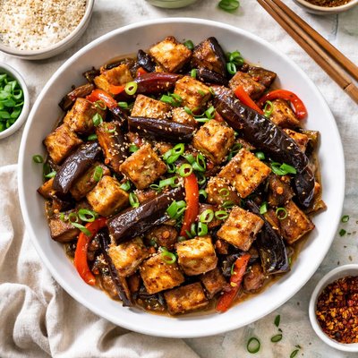 Image of Japanese Eggplant Aubergine with Tofu