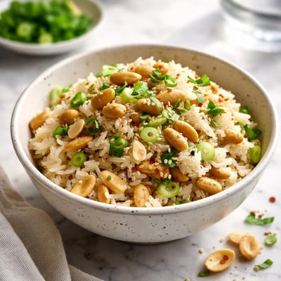 Image of Japanese Rice with Salted Peanuts and Scallions