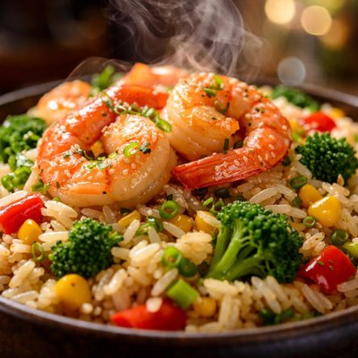 Image of Japanese Rice with Shrimp and Vegetables
