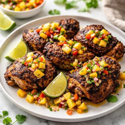 Image of Jerk Chicken Thighs with Mango Salsa