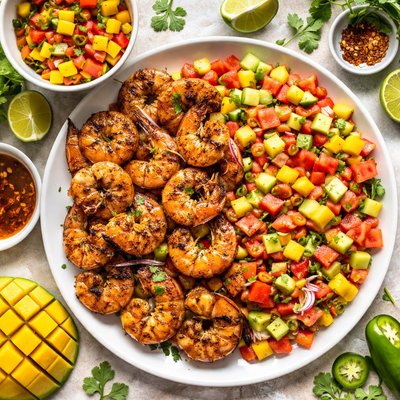 Image of Jerked Shrimp with Melon Salsa