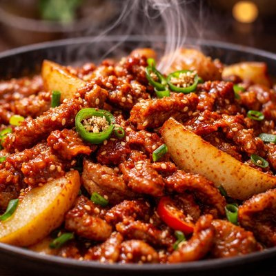 Image of Jeyuk Bokkeum Spicy Pork Bulgogi with Pears