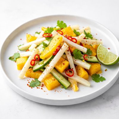 Image of Jicama with Orange Cucumber Mango Red Chile Lime