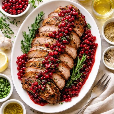 Image of Juicy Herbed Pork Loin with Currant Sauce