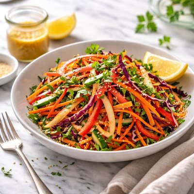 Image of Julienne Vegetable Salad with Lemon Dressing