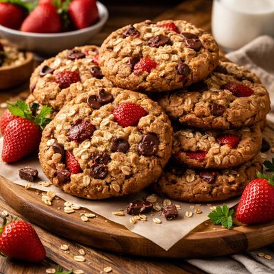 Image of Jumbo Strawberry and Chocolate Oatmeal Cookies