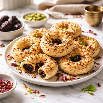 Image of Ka Ak Bi Ajwa Date Ring Cookies Palestinian Middle Eastern