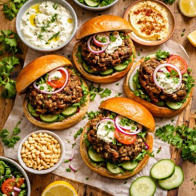 Image of Kafta Snoober Lamb Burgers with Pine Nuts