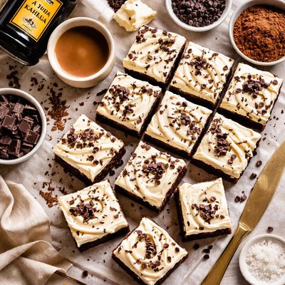 Image of Kahlua Brownies with White Dark Chocolate Frosting