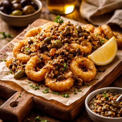 Image of Kalamari with Anchovy and Olive Sauce