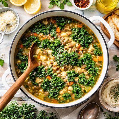 Image of Kale and White Bean Garlic Soup
