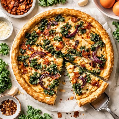 Image of Kale Onion and Bacon Quiche