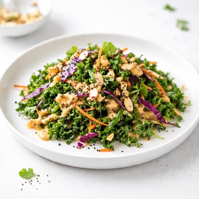 Image of Kale Slaw with Curried Almond Dressing