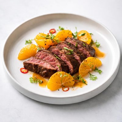 Image of Kangaroo Steaks with Marinated Mandarins