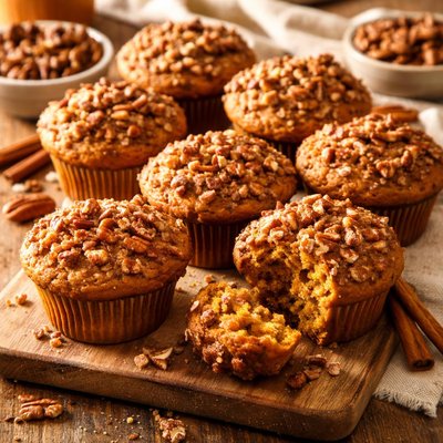 Image of Kansas Pecan Topped Pumpkin Muffins Good Housekeeping