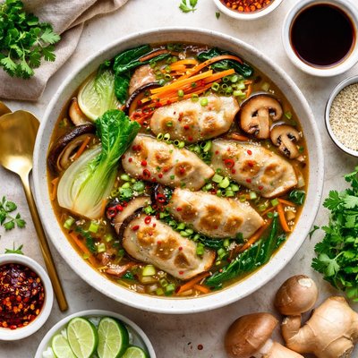 Image of Kennett Square Shitake Ginger and Pork Pot Sticker Soup