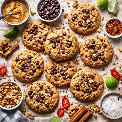 Image of Kicked Up Spicy Walnut Chocolate Chip Peanut Butter Cookies
