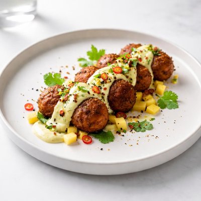 Image of Kickin Sweet Potato Koftas with Mango Raita