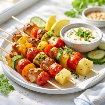 Image of Kiddie Kebabs with Yogurt Dip