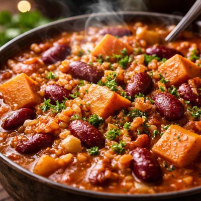 Image of Kidney Bean Barley and Sweet Potato Stew
