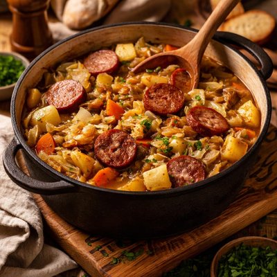 Image of Kielbasa and Cabbage Stew