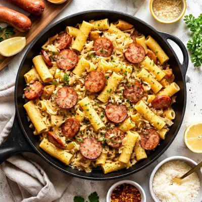 Image of Kielbasa and Sauerkraut Pasta