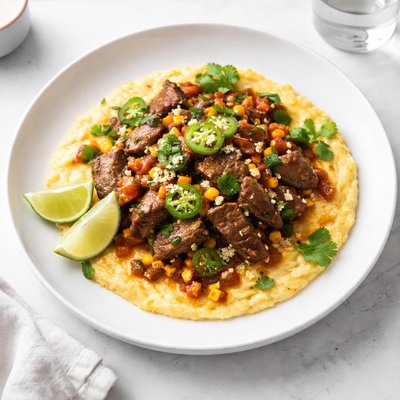 Image of Kinda Mex Jalapeno Beef with Cheesy Polenta