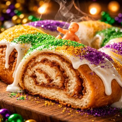Image of King Cake Traditional New Orleans Recipe