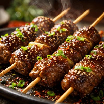 Image of Korean Grilled Meat on Skewers Bulgogi