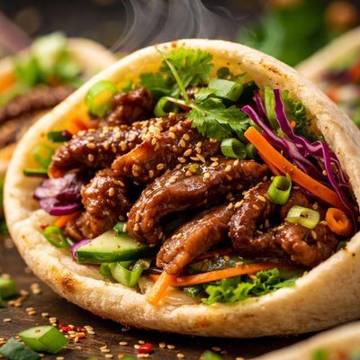 Image of Korean Inspired Beef in Pita Wraps