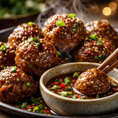 Image of Korean Meatballs with Vinegar Dipping Sauce