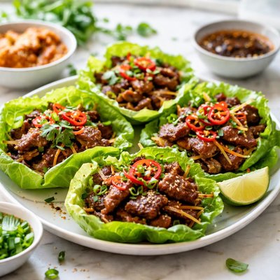 Image of Korean Steak in Lettuce Cups Low Carb