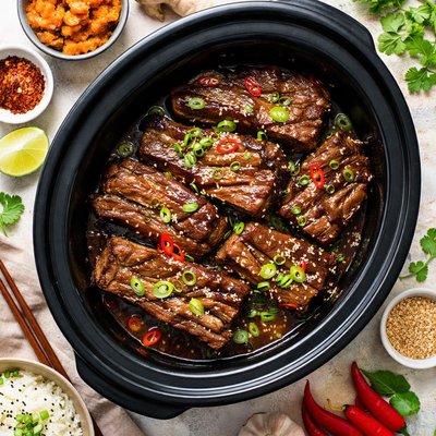 Image of Korean Style Short Ribs Crock Pot