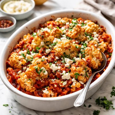 Image of Kounoupithi Baked Cauliflower with Feta and Tomato Sauce