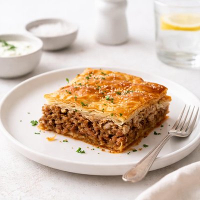 Image of Kreatopita Greek Meat Pie Using Phyllo Pastry