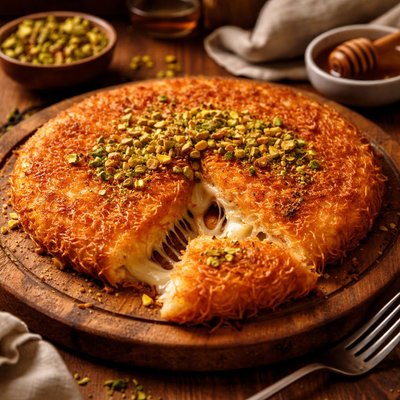 Image of Kunefe a Sweet Cheese Pastry Made with Kadaifi