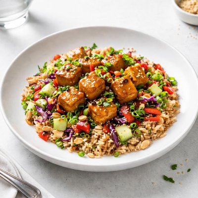 Image of Kung Pao Tofu Rice Salad
