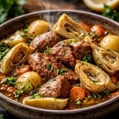 Image of Lamb and Artichoke Stew Greek