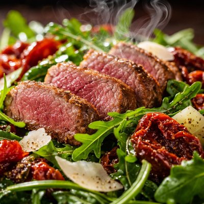 Image of Lamb and Rocket Salad with Sun Dried Tomatoes New Zealand