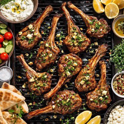 Image of Lamb Chops on the Barbecue Greek Style